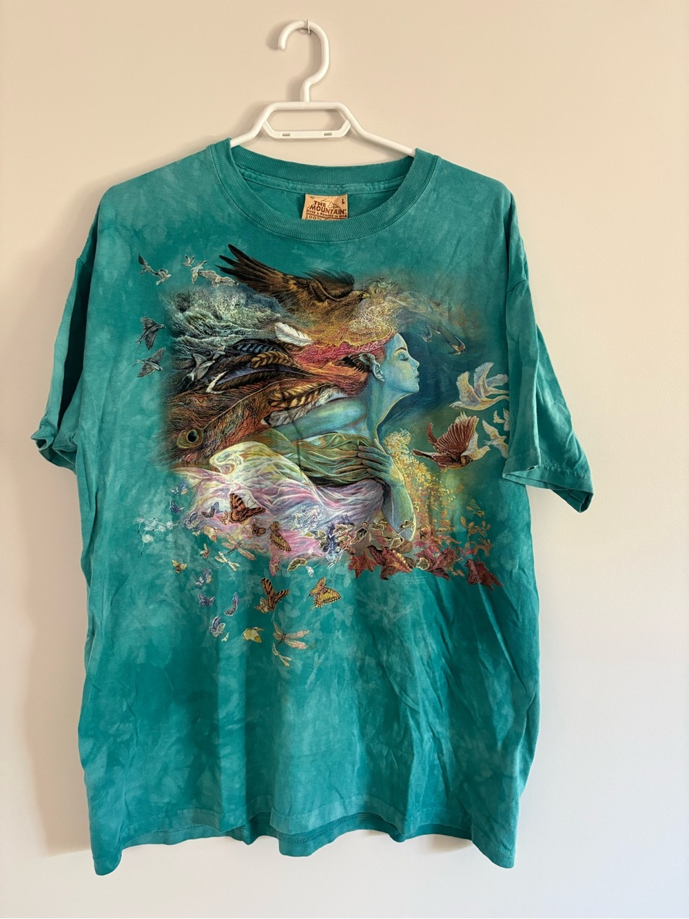 The Mountain โSpirit of Flightโ Cotton T-Shirt designed by Josephine Wall